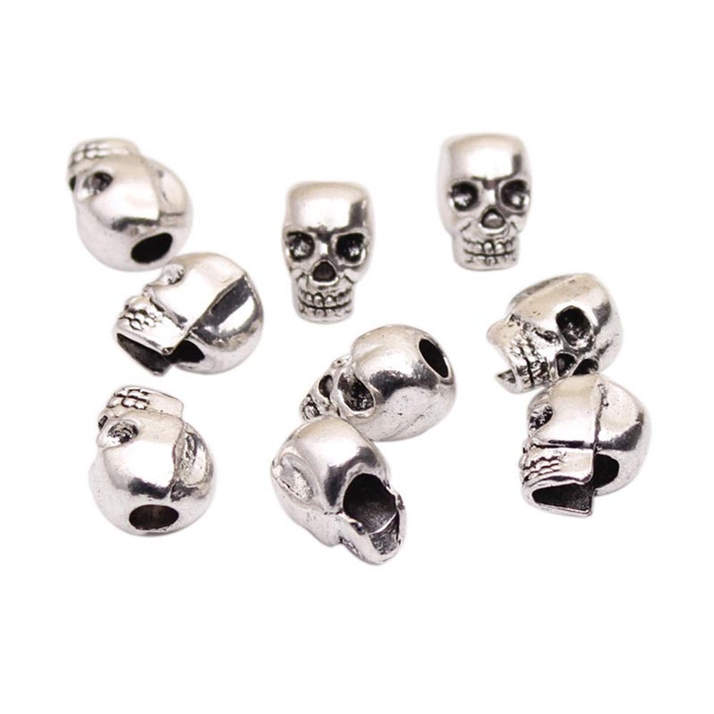 Tazimi 50 PCS Tibet Silver 4mm Macroporous Skull Spacer Beads Great DIY Accessories for Jewelry Making Supplies in Bulk - Image 3